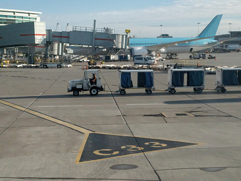 Airport Baggage Truck on Tarmac