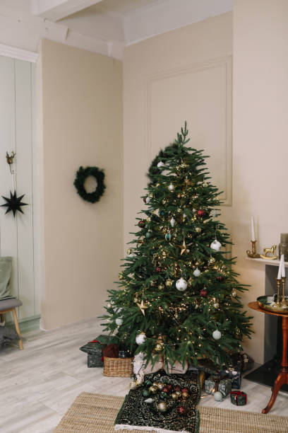 istock Stylish cozy Christmas interior decorated in Scandinavian style 1352072210
