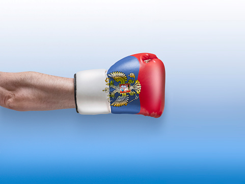 Boxing glove with national flag of Russia