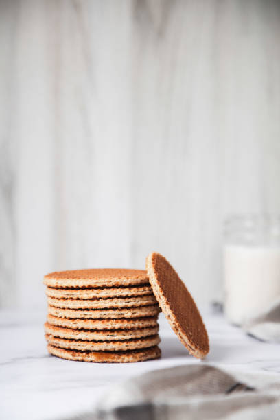 istock Stack of Stroopwafel Cookies and Milk 1352076988