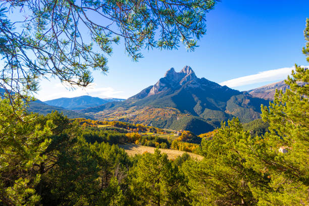 Pedraforca mountain during sunset, Catalonian Pyrenees landmark