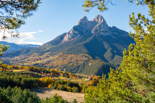 Pedraforca mountain during sunset, Catalonian Pyrenees landmark