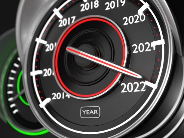 istock Year 2022 on a Modern Car Speedometer Countdown Concept 1352082213
