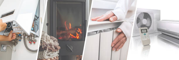 calefacción, se acerca el invierno elección del tipo de calefacción - comming fotografías e imágenes de stock