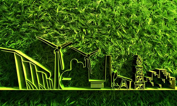 istock Energy and power icons set with green grass 1352088152