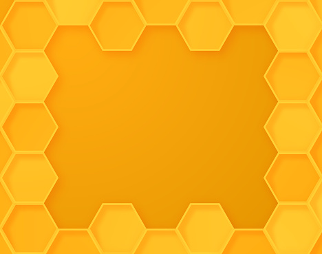 Beehive hexagon honey honeycomb frame background design with space for your copy.