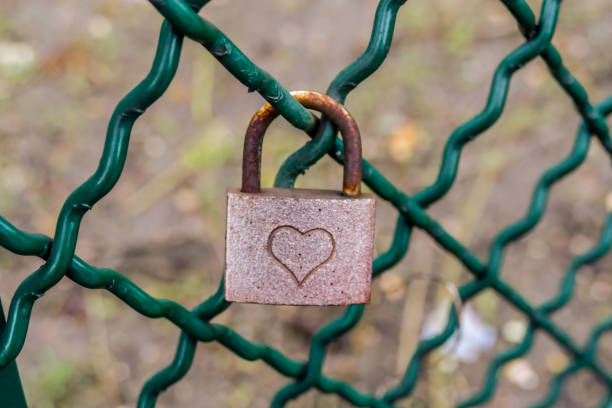 istock Lock Padlock with Heart on a net in Paris Metropolitan City 1352089597