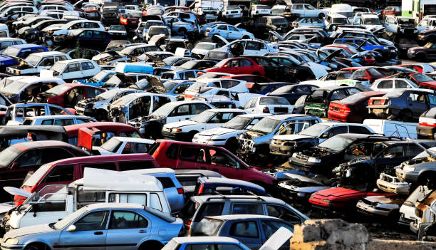 istock Old Junk Cars On Junkyard 1352089619