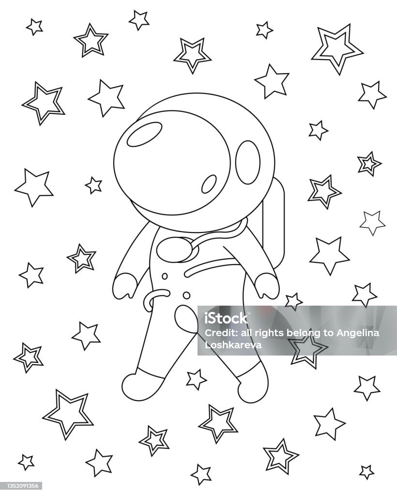 Ilustración de Astronauta Para Colorear En El Espacio Libro Para Colorear Para  Niños En Edad Preescolar Con Un Nivel De Juego Educativo Fácil Diseño  Lineal Simple y más Vectores Libres de Derechos