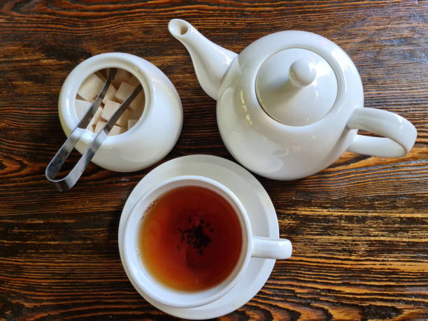 istock Black tea with a set of a service close-up 1352091503