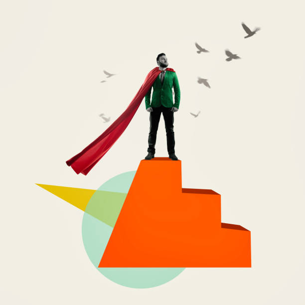 On top of success. On top of success. Art collage. Business concept. flight of steps stock pictures, royalty-free photos & images
