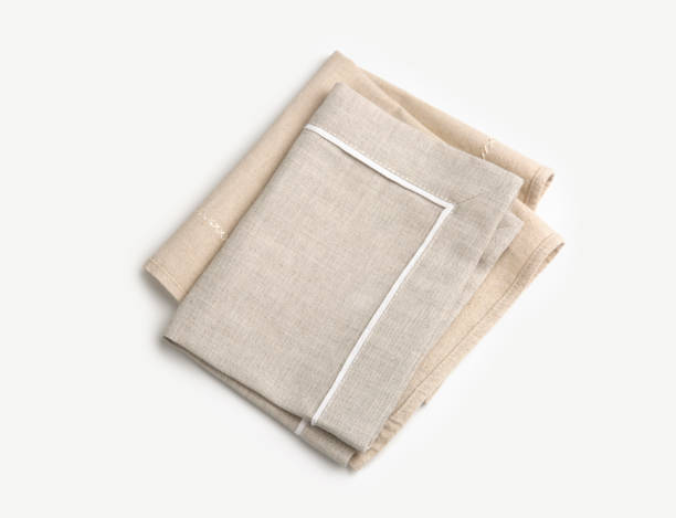 istock Folded kitchen cloth top view. Burlap towels. Dishcloth. 1352094584