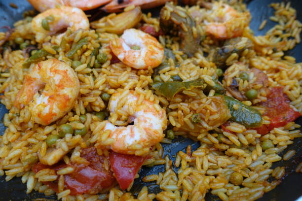 istock Rice cooked with large vegetable prawns Condiments and herbs 1352094902