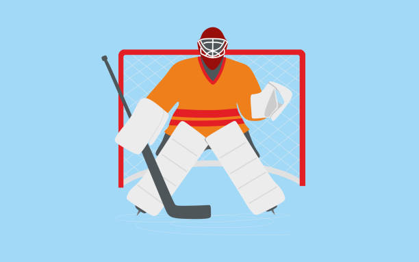 хоккейный матч, матч. хоккейный вратарь защищает ворота. - ice hockey illustrations stock illustrations