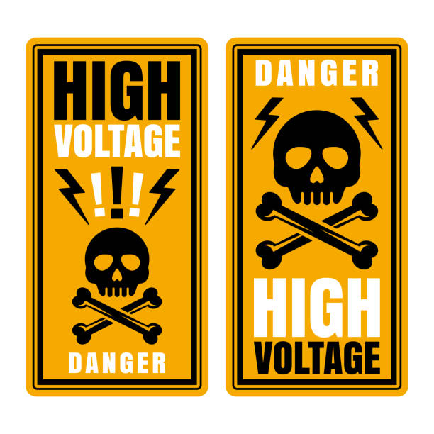 istock Danger high voltage vector sign banners with skull and bones warning symbol illustration 1352096326