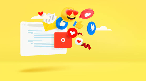 istock Social media concept with web icons and emojis. Vector banner with copy space 1352101623