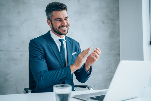 istock Businessman having video call in the office. 1352105579