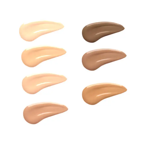 Cosmetic Foundation of different skin tones. Isolate for catalog and magazine design. Makeup base.