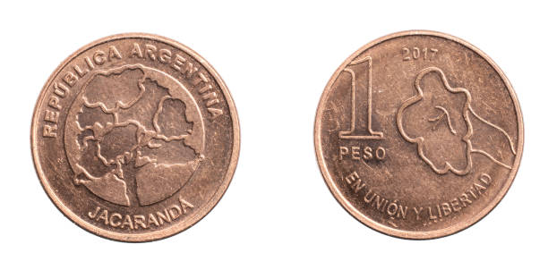 istock Argentina one peso coin on a white isolated background 1352108805