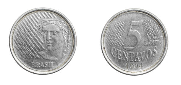 istock Brazil five centavos coin on white isolated background 1352108826