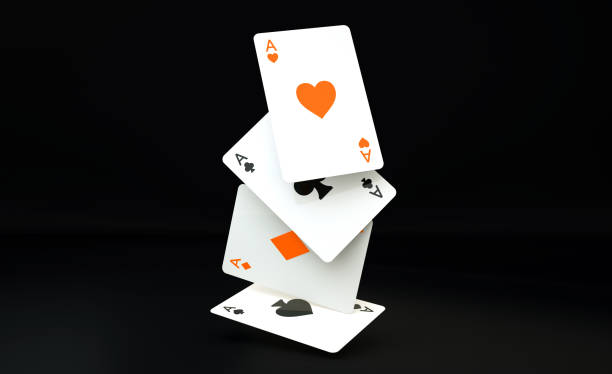 istock White, Black And Orange Four Aces On Black - 3D Illustration 1352114198