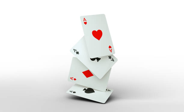 istock White, Black And Red Four Aces On White - 3D Illustration 1352114574