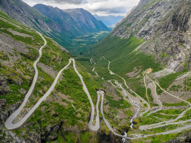 istock Norwegian serpentine mountain road known as Trollstigen in Norway. 1352122682