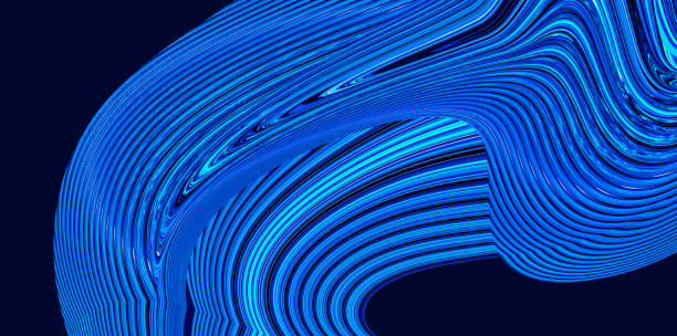 istock Abstract modern dark bilberry black background with fluid luminous neon blue wave. Innovation technology concept. Luxury backdrop. Geometric digital wallpaper. Swirling water ink design. Device screen 1352122745