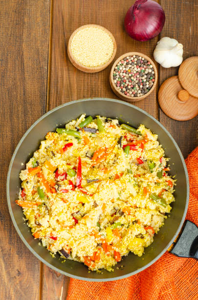 istock Vegetarian menu. Couscous dishes with vegetables. Photo 1352124216