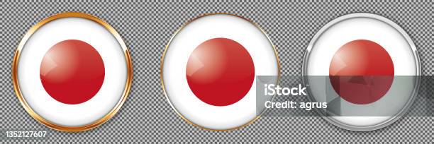Japanese Round Button Vector Round Buttons With Flag Of Japan On Transparent Background Stock ...