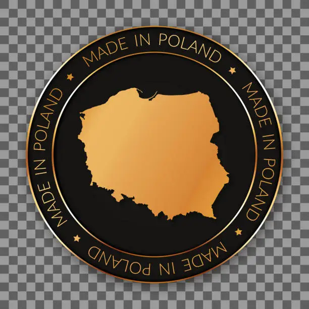 Vector illustration of MADE IN POLAND - round vector banner with golden map of Turkey