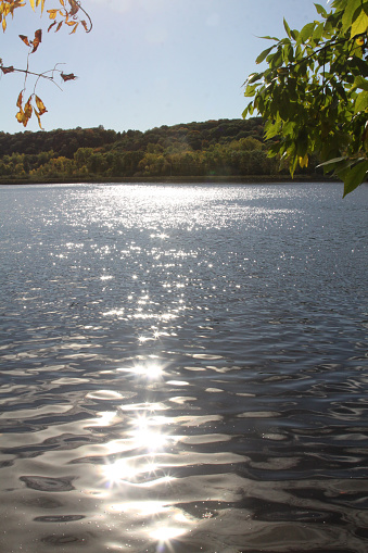 Looking across the sparkling waters of the St. Croix River in Wisconsin