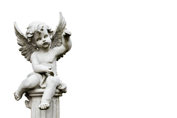 cherub statuette isolated on white. white background cherub statuette isolated on white. cherub stock pictures, royalty-free photos & images