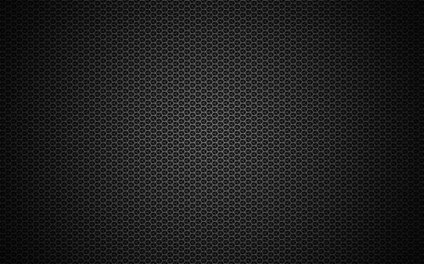 black stainless steel hexagonal mesh background. 3d technological hexagonal illustration. - carbon fibre imagens e fotografias de stock