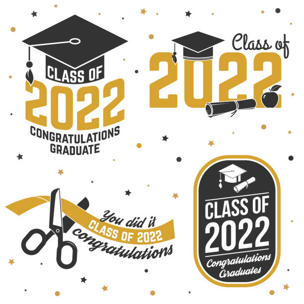 Set of Vector Class of 2022 badges Concept for shirt, print, seal, overlay or stamp, greeting, invitation card. Typography design- stock vector. vector art illustration