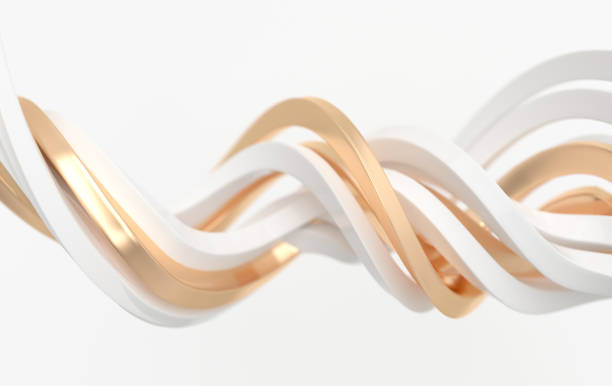 istock Abstract white and golden twisted lines. Modern background 3d rendering 1352147389