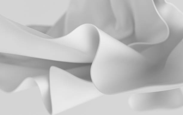 istock White paper or cotton fabric 3d rendering background with waves and curves. 1352147399
