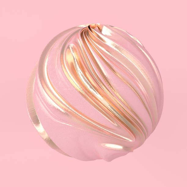 istock Abstract pink and golden sphere with waves 3d rendering 1352147400