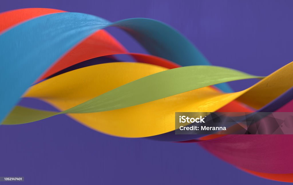 Abstract colorful twisted gribbons, waves. Modern background 3d rendering The Twist Stock Photo