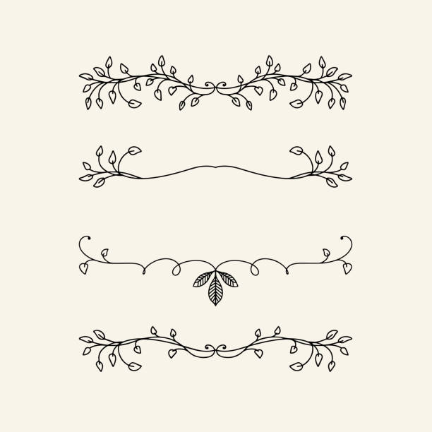 ilustrações de stock, clip art, desenhos animados e ícones de vector design element, beautiful fancy leaves vines curls and swirls divider or underline designs, black ink lines. projects and wedding design element. - hera trepadeira