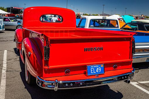 Reno, NV - August 5, 2021: 1946 Hudson Super Eight Pickup Truckat a local car show.