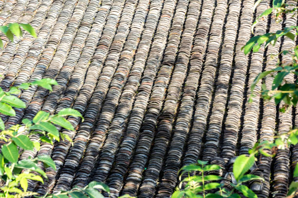 tiled roof in the countryside