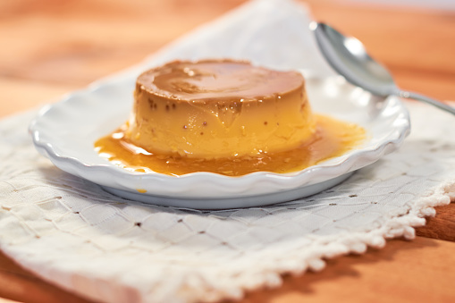 Sweet flan made with milk, eggs, milk and sugar. Traditional mexican dessert.