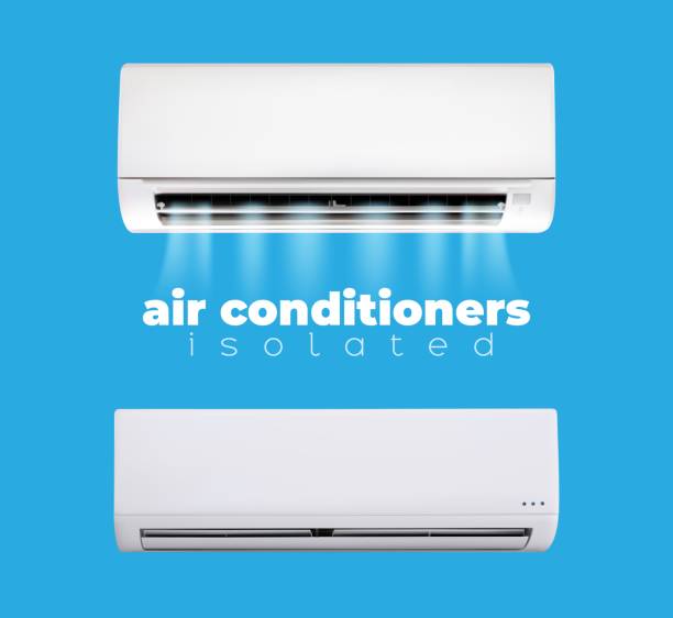 klimatyzator. klimatyzacja i wentylacja - air air conditioner electric fan condition stock illustrations