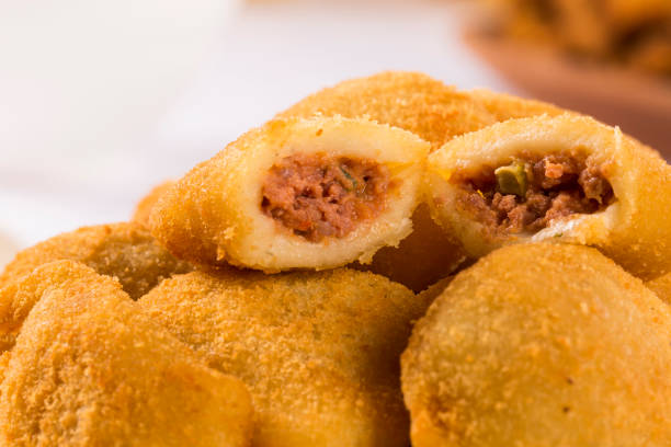 istock Rissole - Meat rissole served with chili sauce. 1352159879