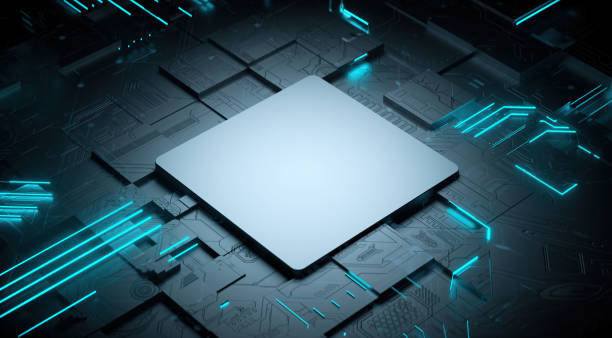 istock 3D rendering of cyberpunk AI. Circuit board. Technology background. Central Computer Processors CPU and GPU concept. Motherboard digital chip. Tech science background. 1352165550