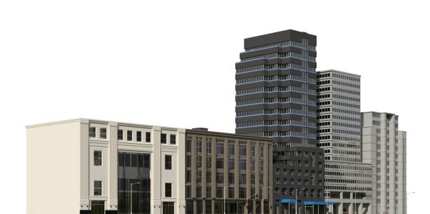 istock City modern buildings isolated on white background 3d illustration 1352165587
