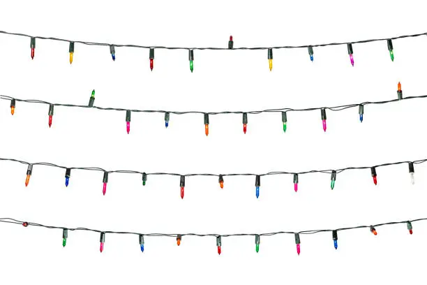 Photo of Christmas lights isolated on white background