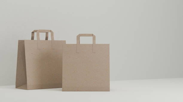 istock Shopping bags mockup on white background. 3d render 1352168006