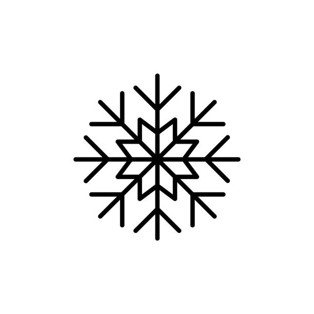 zimowa ikona sztuki świątecznej płatka śniegu. doskonały, edytowalny obrys pikseli - silhouette christmas holiday illustration and painting stock illustrations